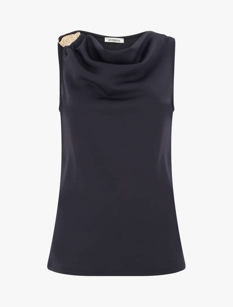 Top sans manches à bijou texturé - Bleu nuit