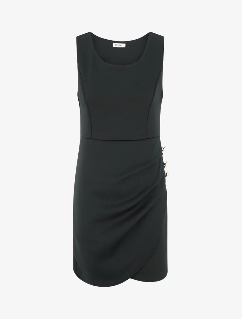 Robe ajustée à boutons décoratifs - Noir