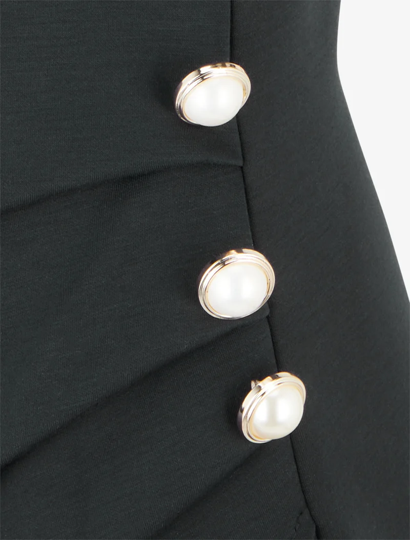Robe ajustée à boutons décoratifs - Noir