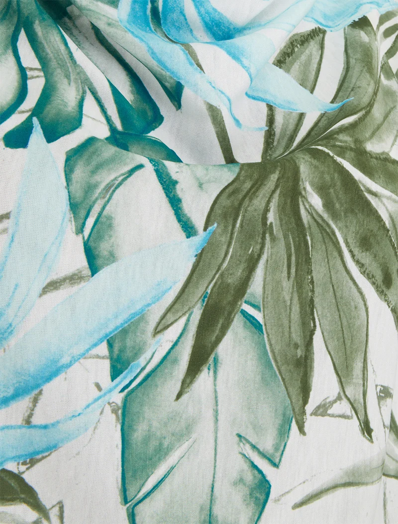 Top tropical manches 3/4 et effet plissé - Kaki