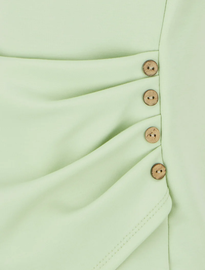 Top sans manches effet drapé et boutons - Vert amande