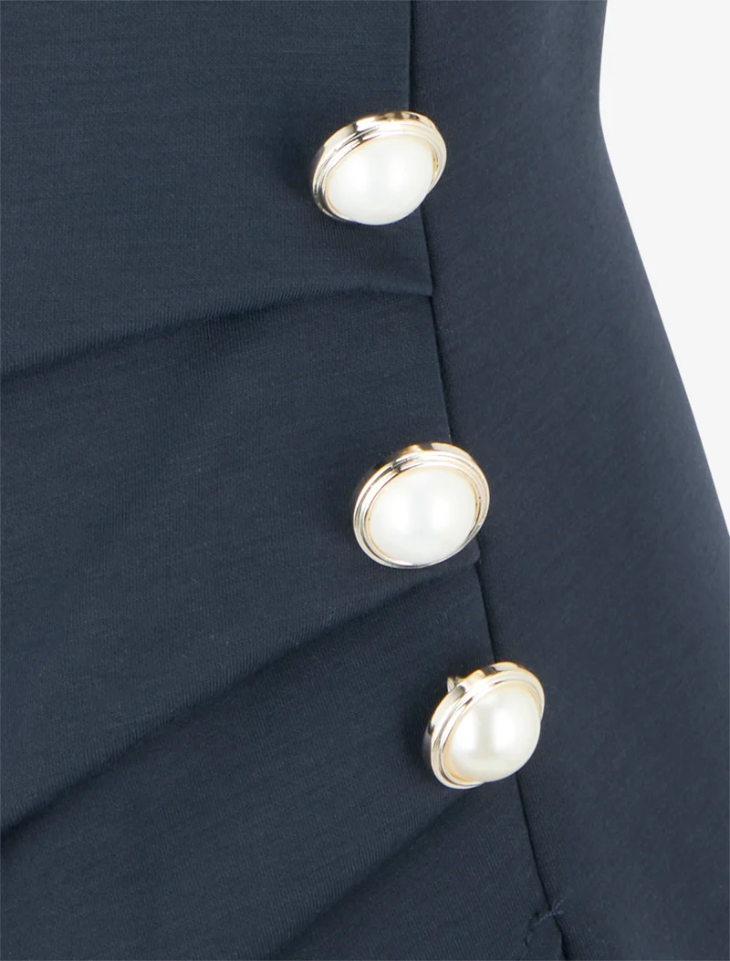 Robe ajustée à boutons décoratifs - Marine