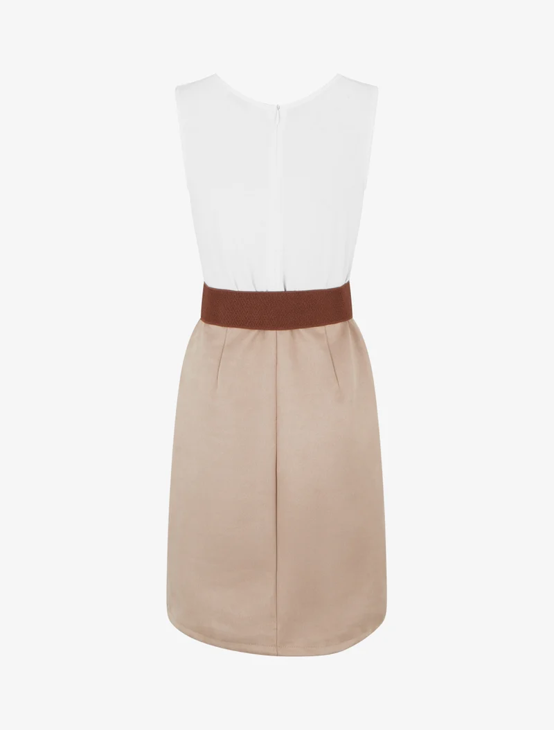 Robe bimatière à zip - Beige