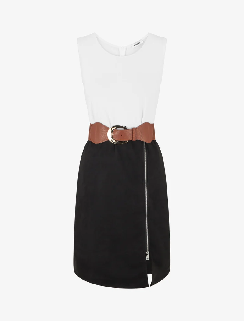 Robe bimatière à zip - Noir