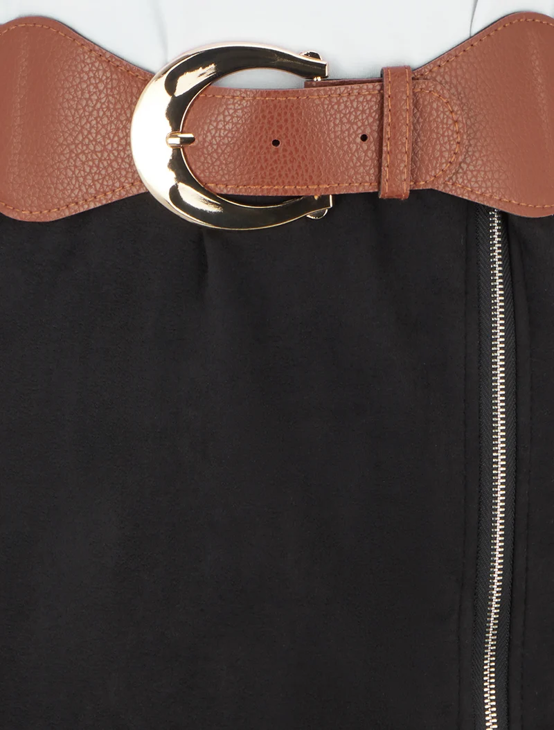 Robe bimatière à zip - Noir