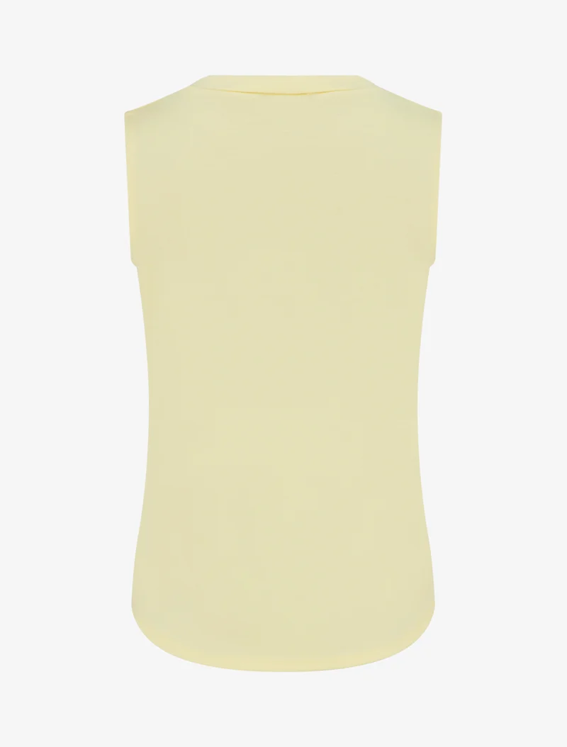 Top sans manches effet drapé et boutons - Jaune
