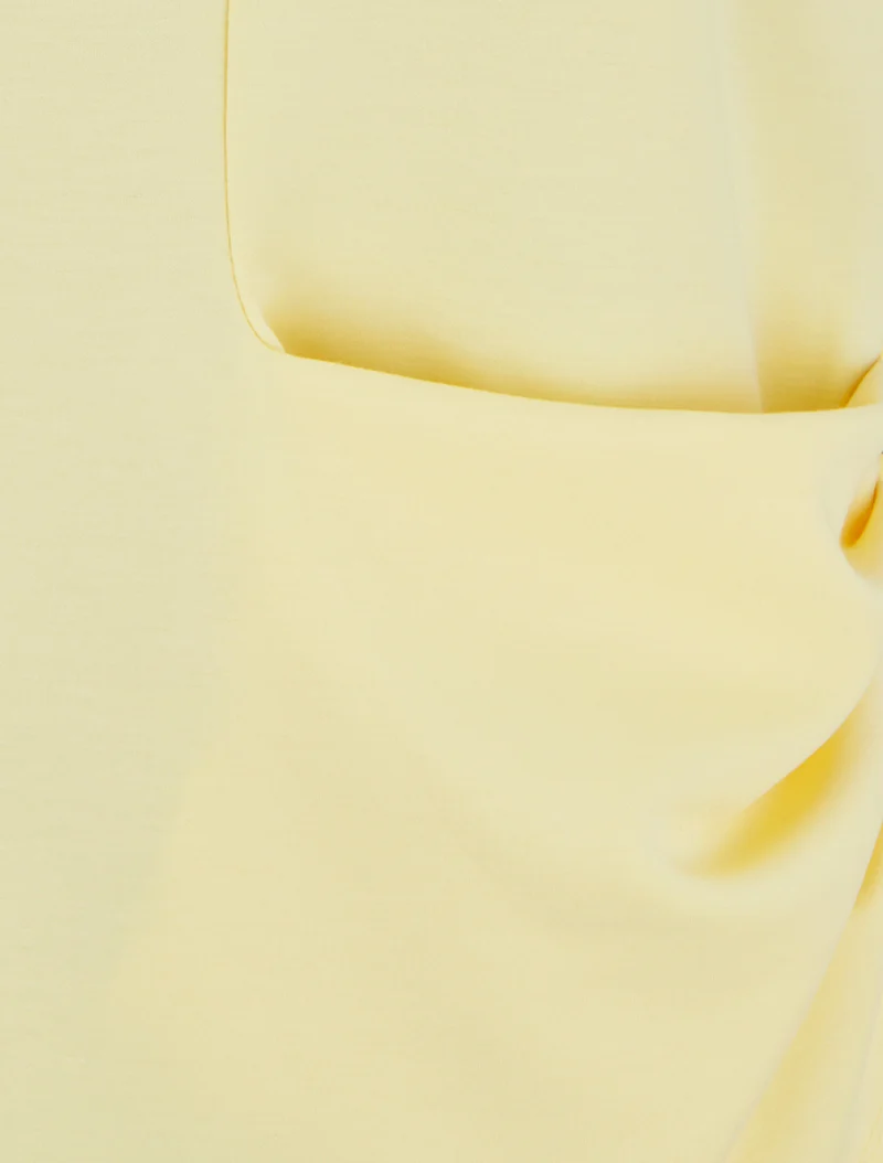 Top sans manches effet drapé et boutons - Jaune