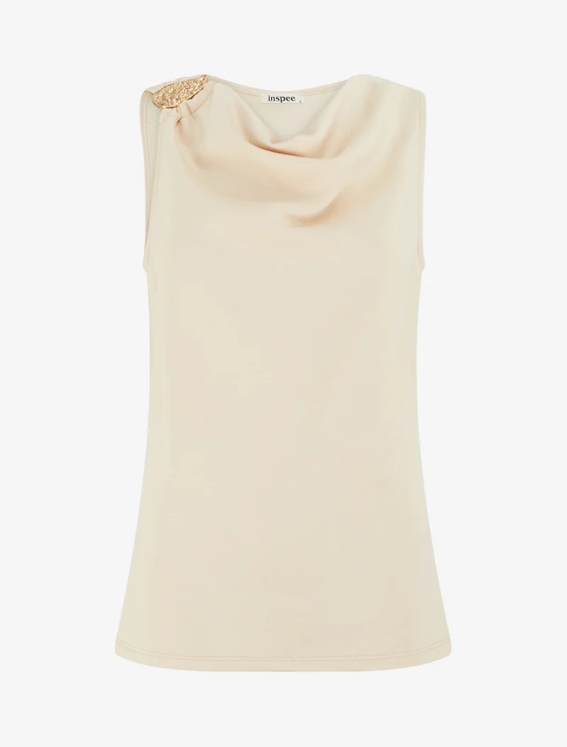 Top sans manches à bijou texturé - Beige