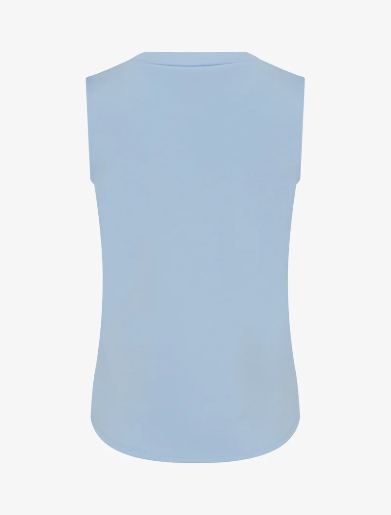 Top sans manches effet drapé et boutons - Bleu ciel