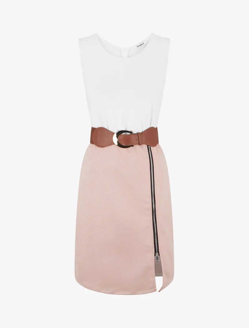 Robe bimatière à zip - Rose