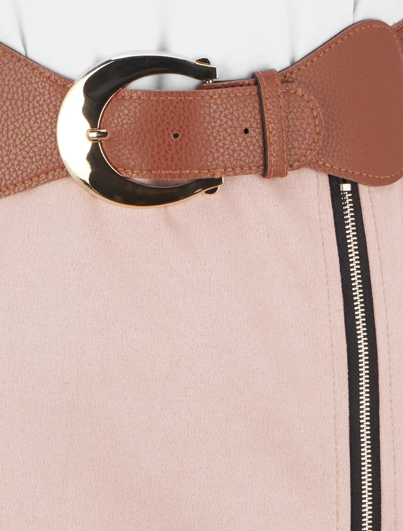 Robe bimatière à zip - Rose