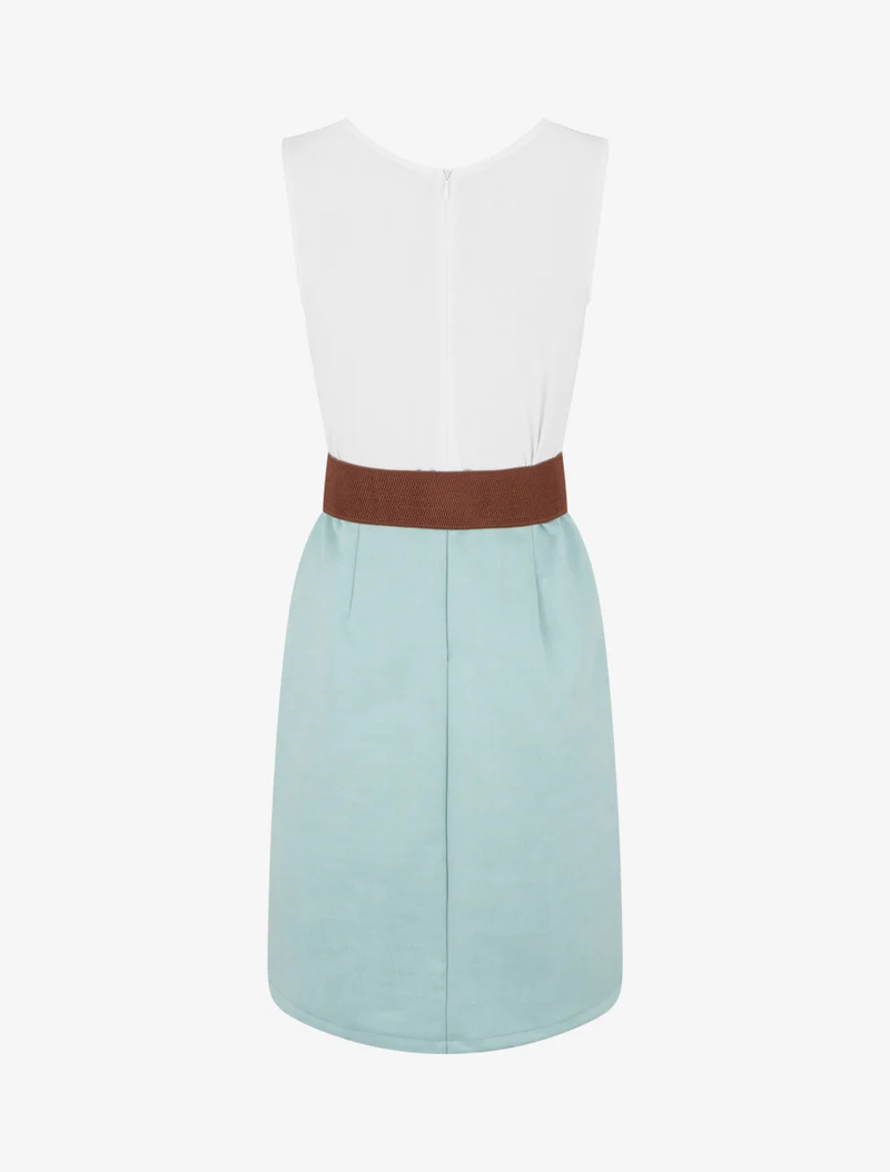 Robe bimatière à zip - Vert d'eau