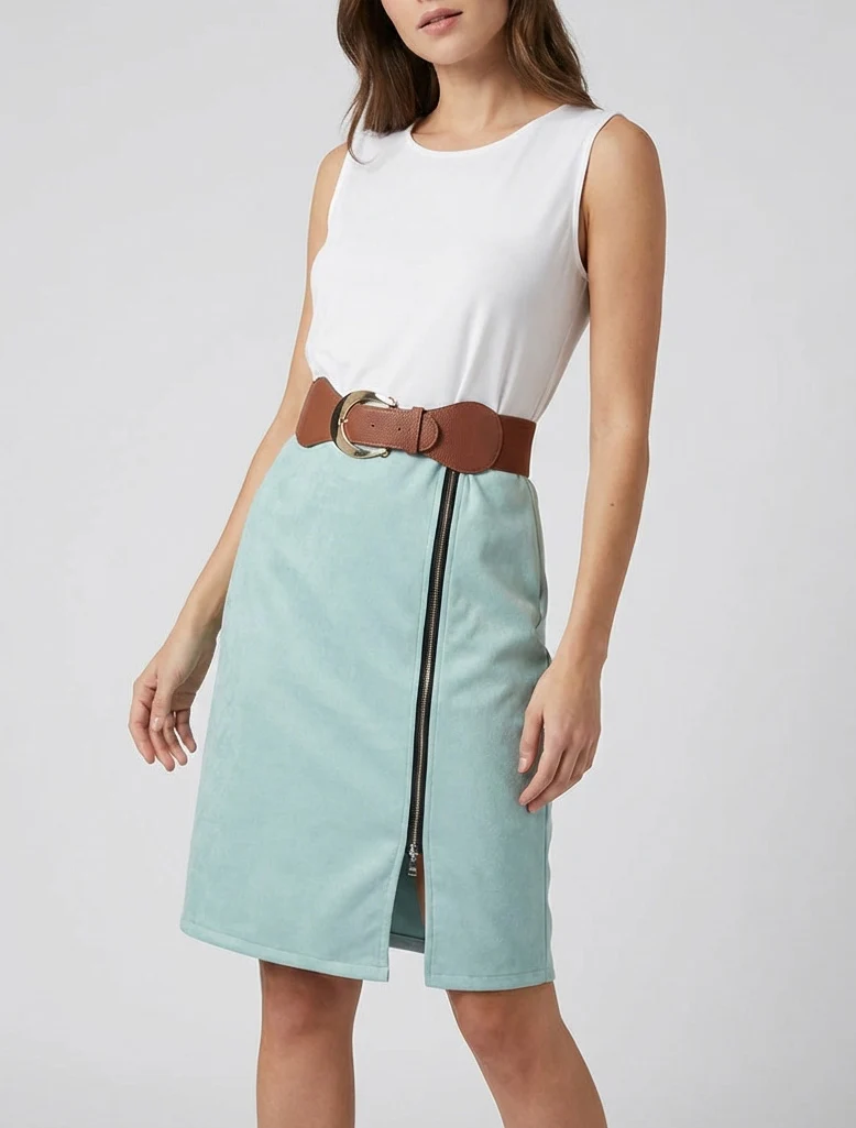 Robe bimatière à zip - Vert d'eau