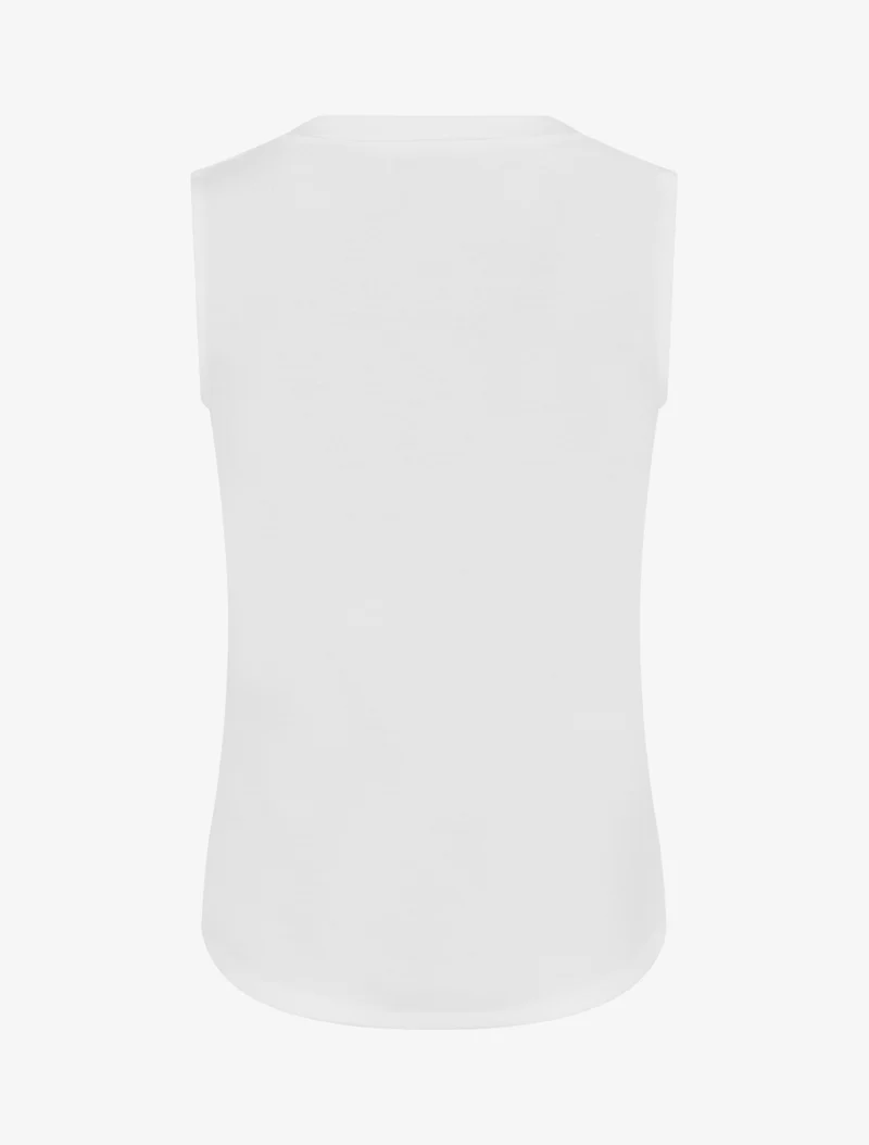 Top sans manches effet drapé et boutons - Blanc