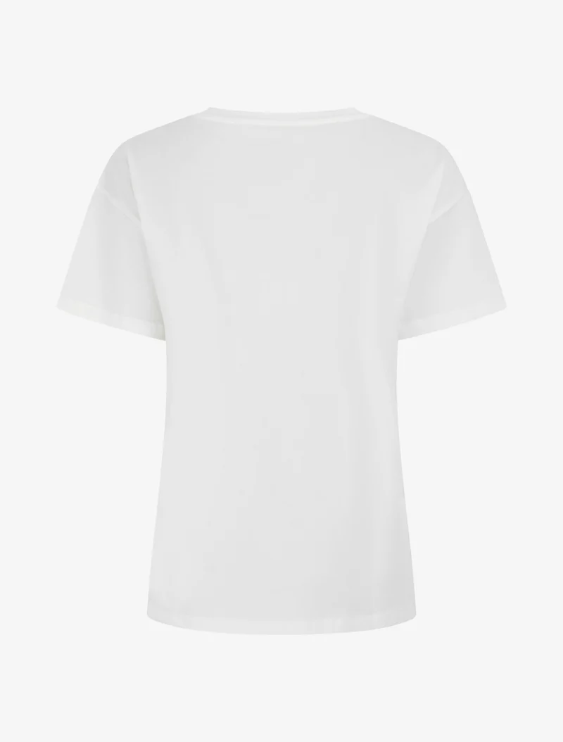 T-shirt à motif fleur et strass - Blanc
