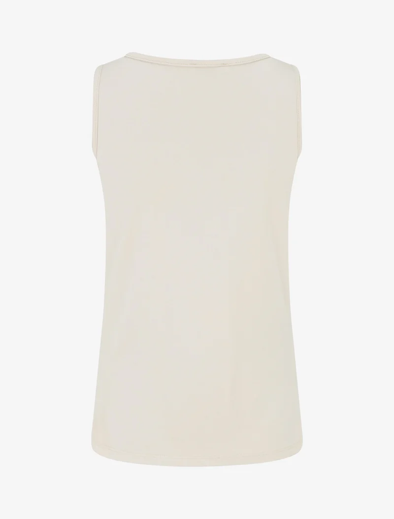 Top sans manches effet drapé à bretelle bijou - Beige