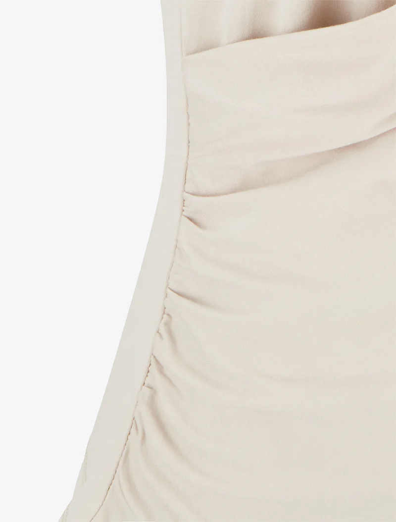 Top sans manches effet drapé à bretelle bijou - Beige