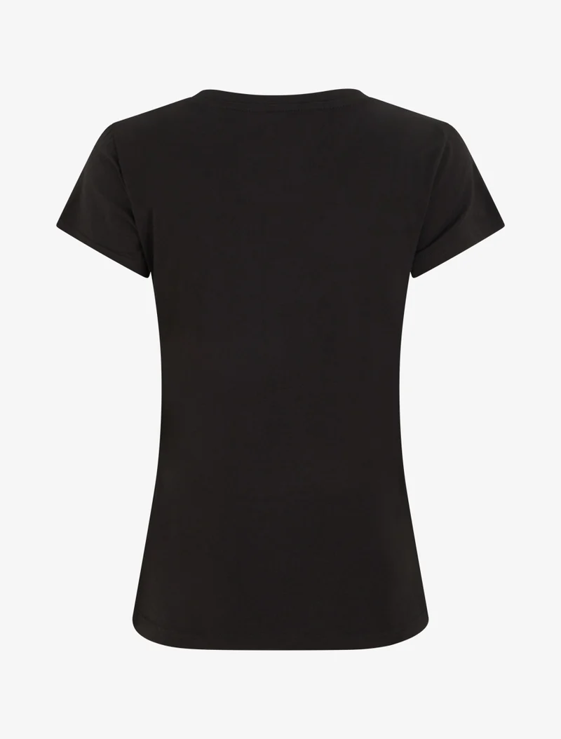 T-shirt à message et motif fleurs strassés - Noir