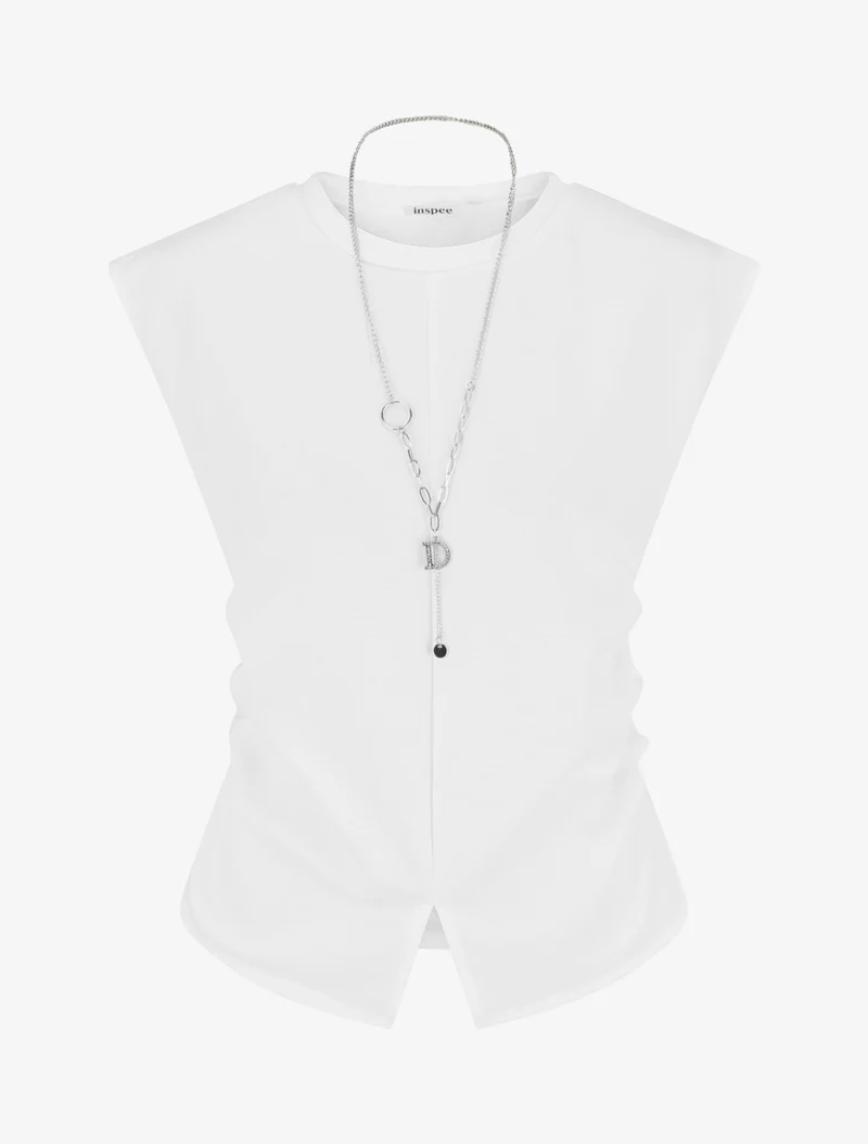 Top sans manches à côtés froncés - Blanc
