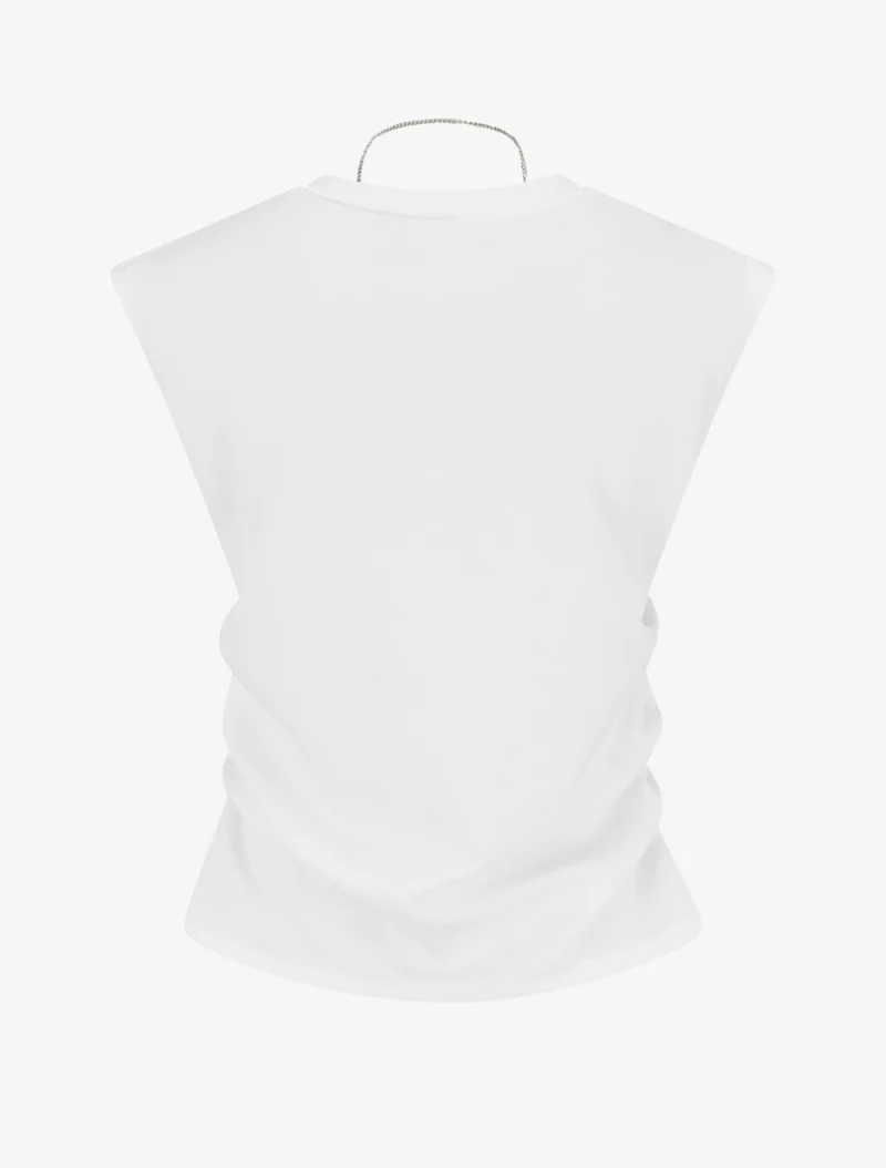 Top sans manches à côtés froncés - Blanc