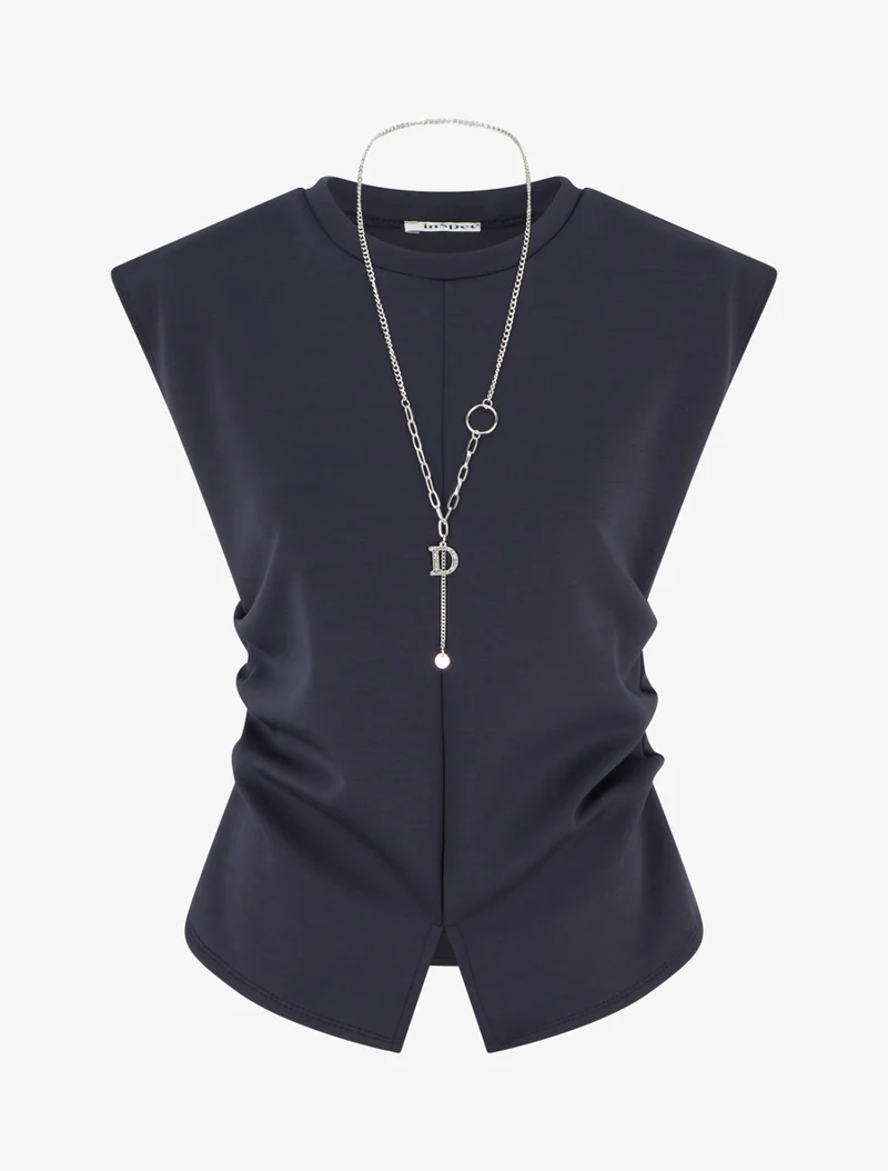 Top sans manches à côtés froncés - Bleu nuit