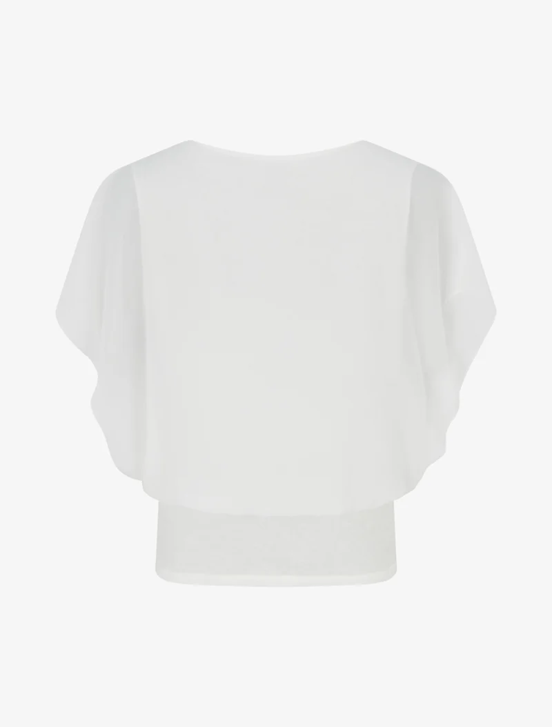 Top uni à manches volantées - Blanc