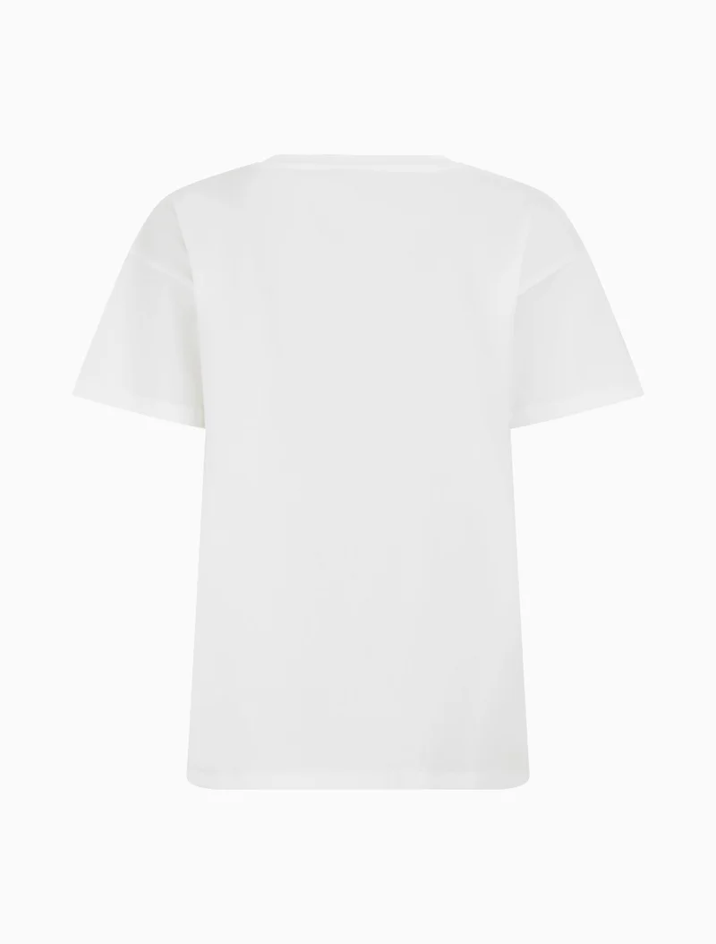 T-shirt à motif floral et strass - Blanc