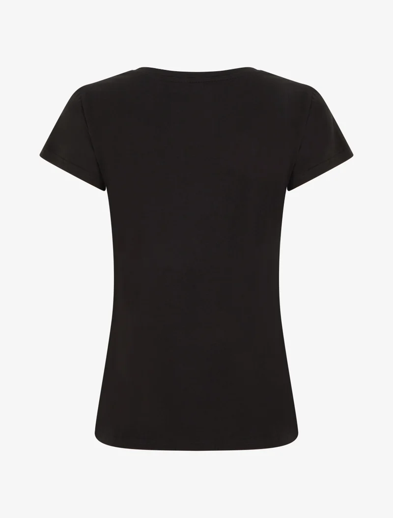 T-shirt à strass et flocage oiseaux - Noir