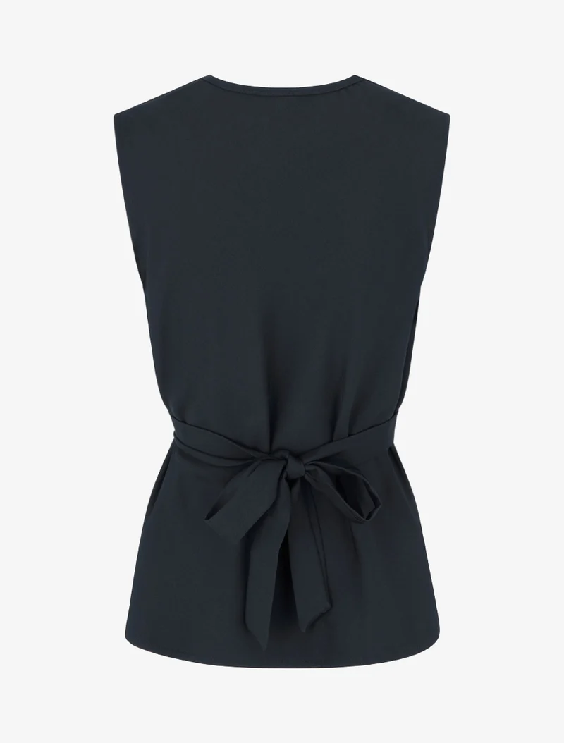 Top uni sans manches à col bénitier - Noir