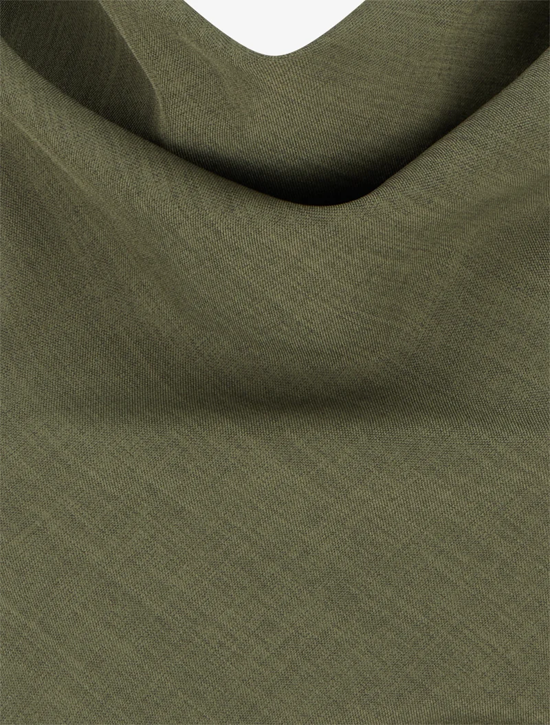 Top uni sans manches à col bénitier - Kaki