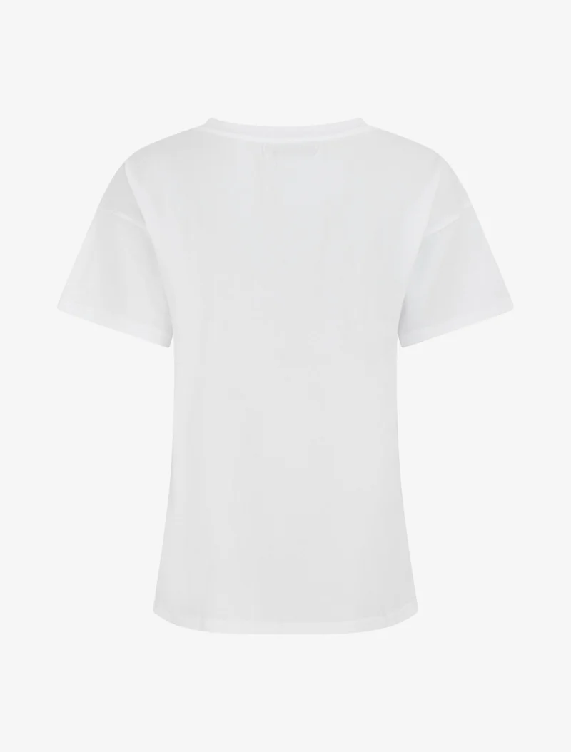 T-shirt à strass motif dame au chapeau - Blanc