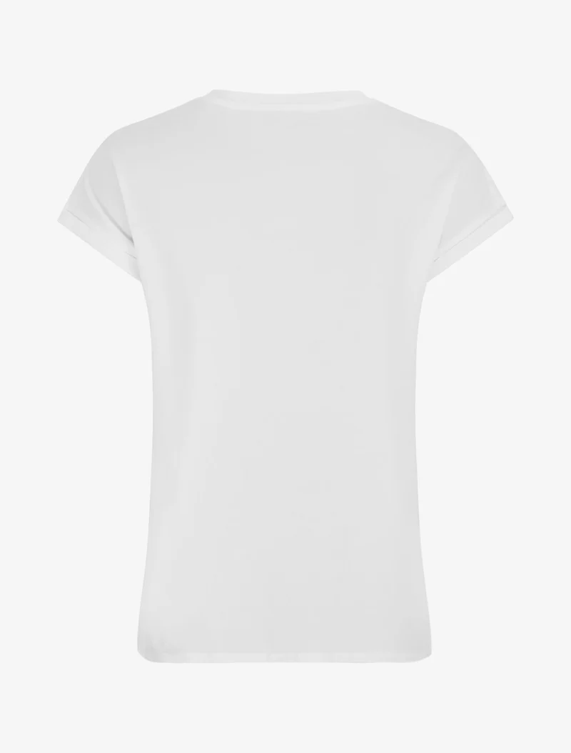 T-shirt à strass et flocage fleur - Blanc