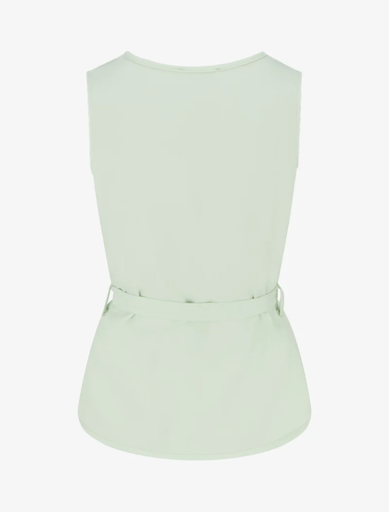 Top boutonné sans manches à poche décorative - Vert pomme