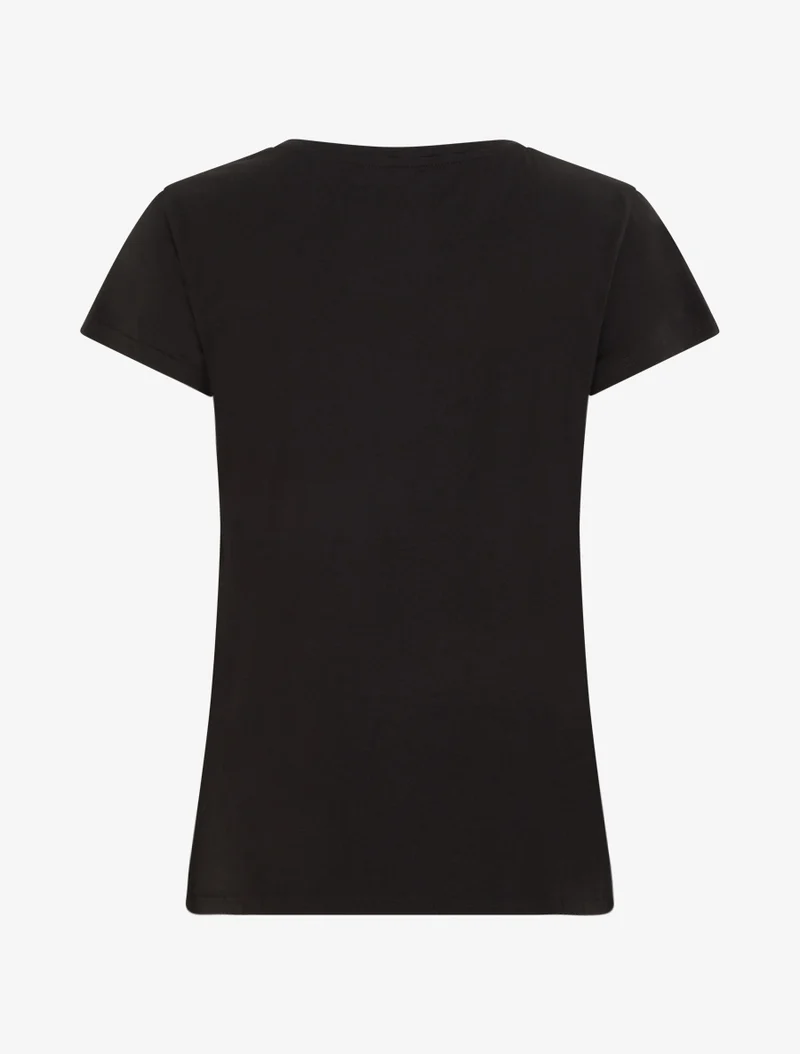 T-shirt à poche plaquée à motif floral - Noir