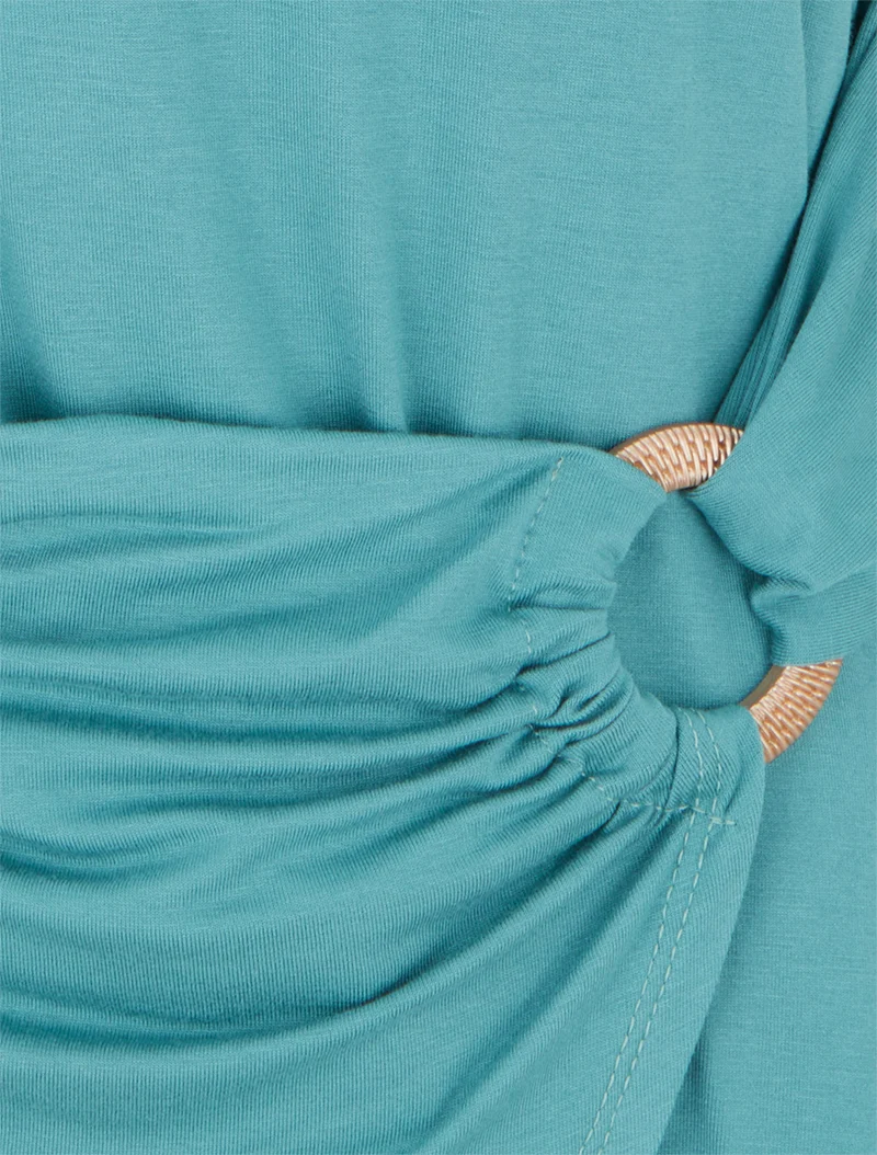 Top uni sans manches à anneau - Turquoise