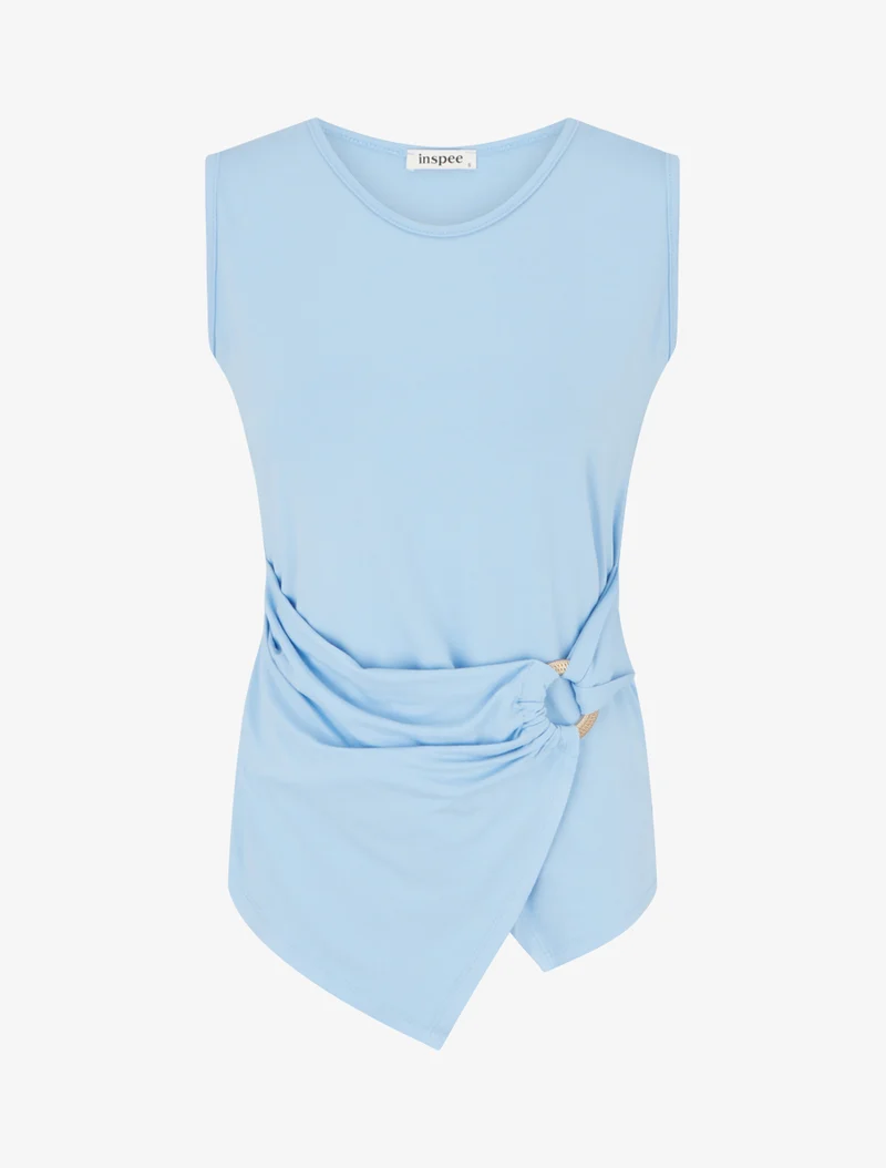 Top uni sans manches à anneau - Bleu ciel