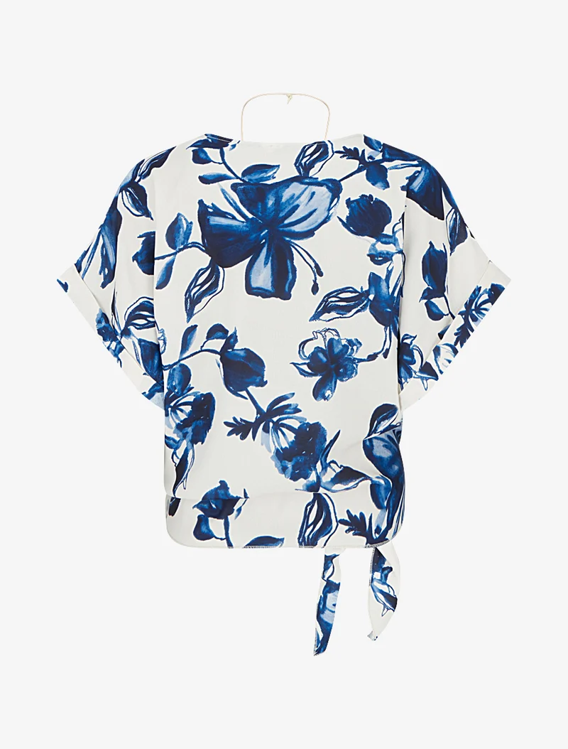 Top imprimé floral à nouer - Marine
