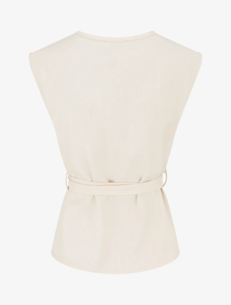 Top boutonné sans manches - Beige