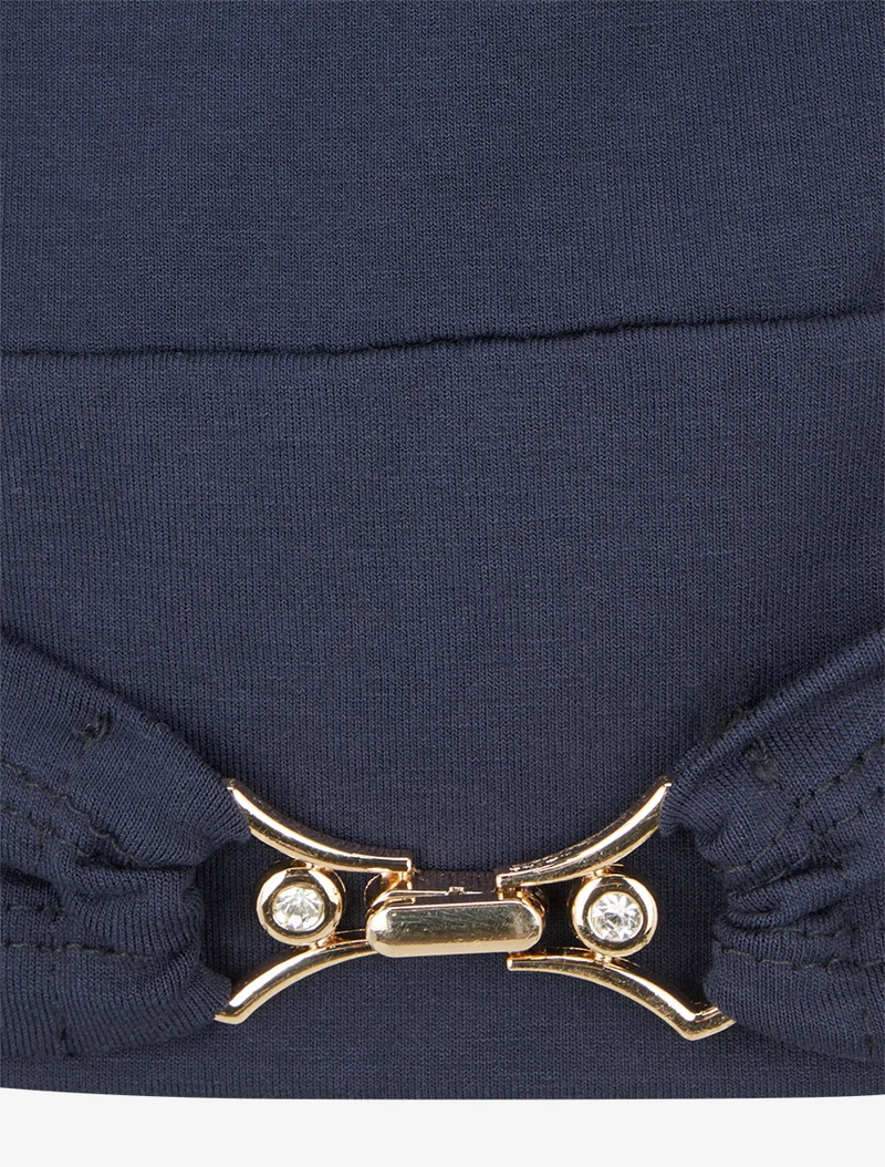 Top uni à empiècement bijou strassé - Marine