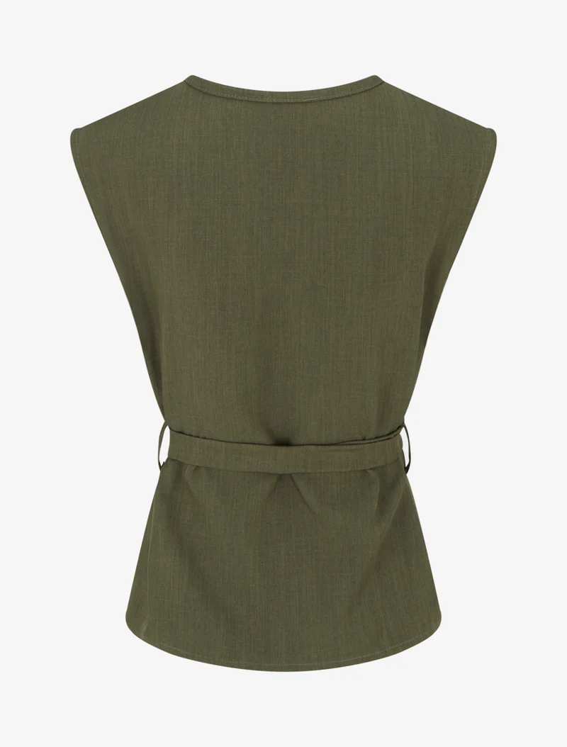 Top boutonné sans manches - Kaki