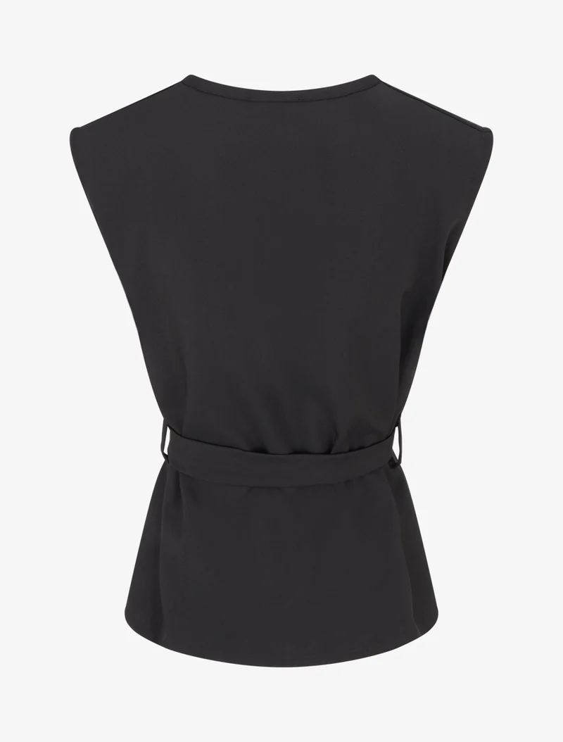 Top boutonné sans manches - Noir