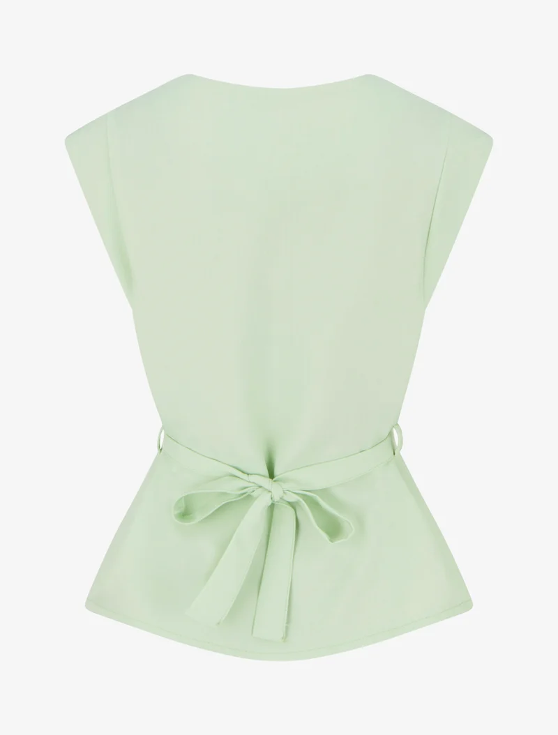 Top uni sans manches à empiècement bijou - Vert pomme