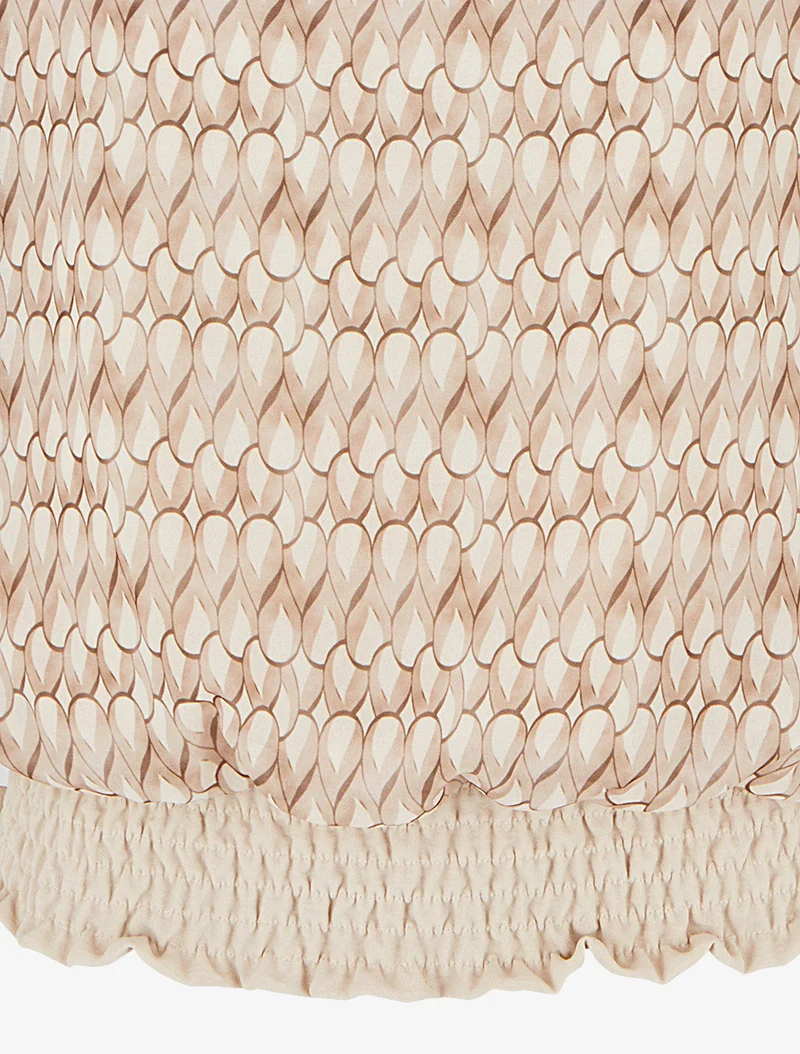 Top imprimé fantaisie à manches chauves-souris - Beige