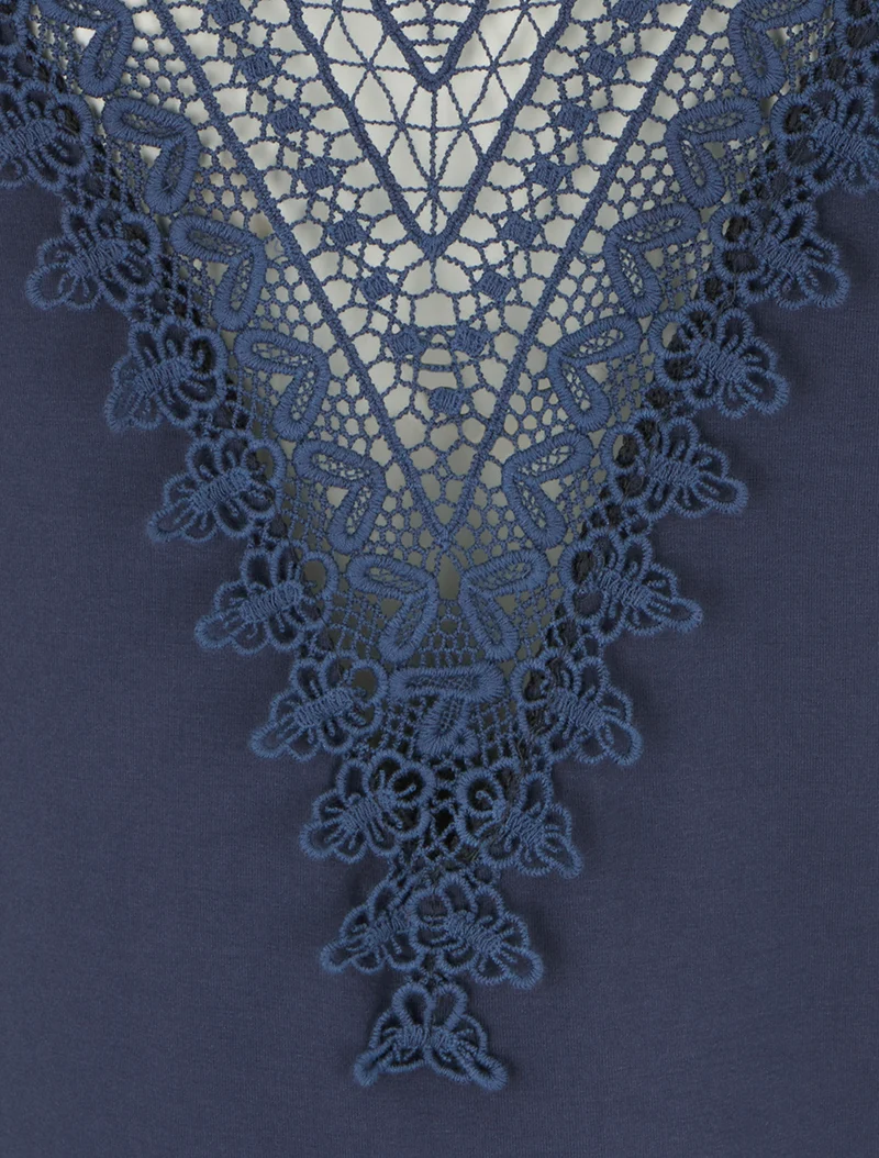 Top uni sans manches à broderie au dos - Marine