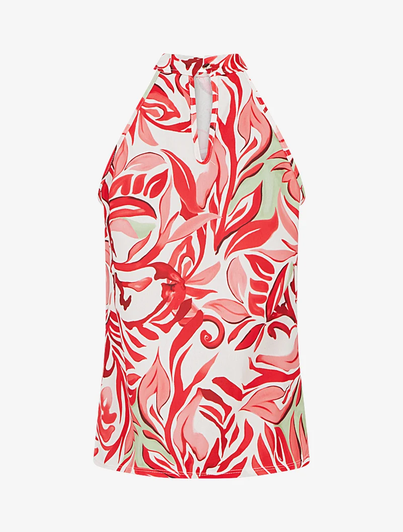 Top sans manches imprimé fantaisie - Rouge