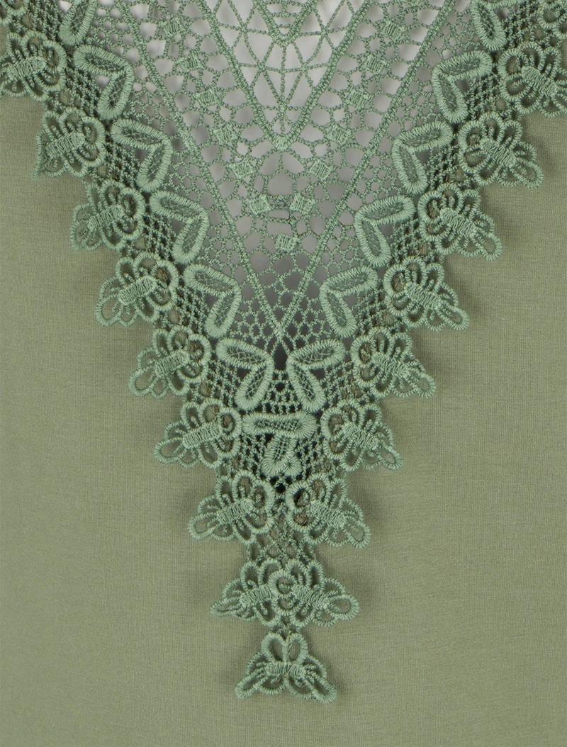 Top uni sans manches à broderie au dos - Kaki
