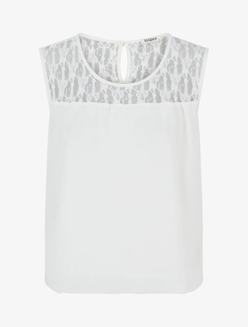 Top boule sans manches à dentelle - Blanc