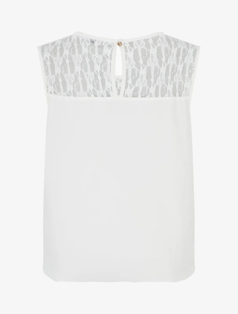 Top boule sans manches à dentelle - Blanc