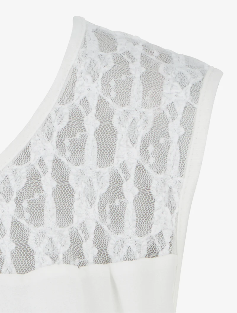 Top boule sans manches à dentelle - Blanc