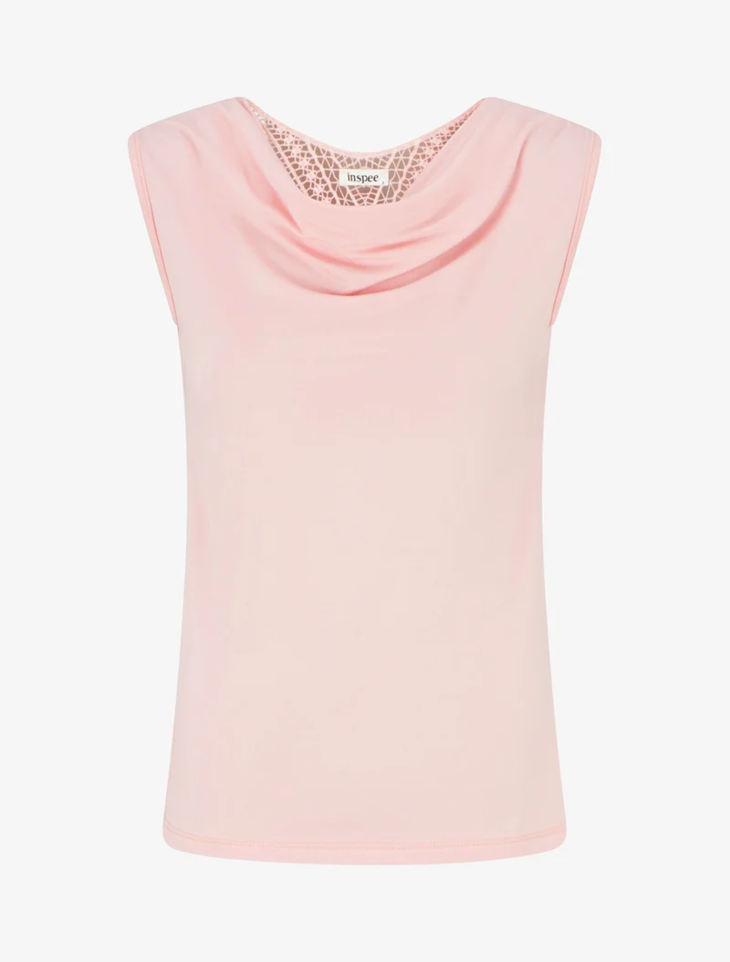 Top uni sans manches à broderie au dos - Rose